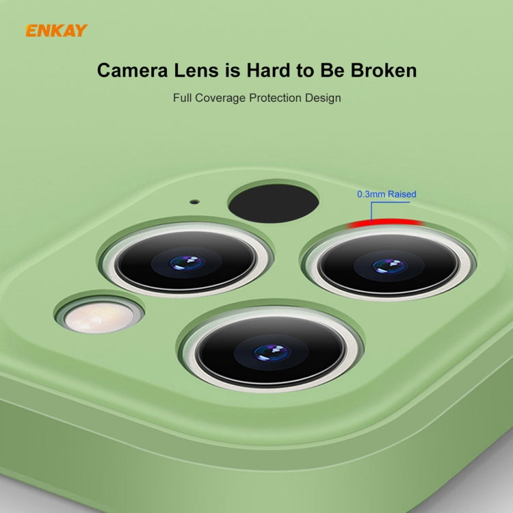 For iPhone 12 Pro Hat-Prince ENKAY ENK-PC0692 Liquid Silicone Straight Edge Shockproof Case + 0.26mm 9H 2.5D Full Glue Tempered Glass Film, For iPhone 12 Pro